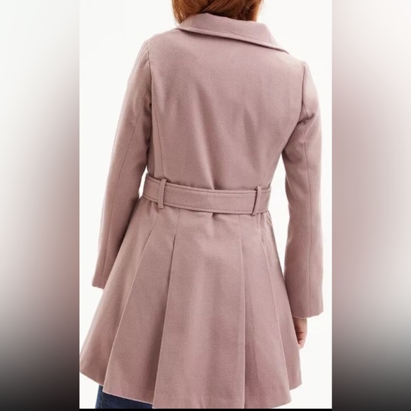 Steve Madden Size Large 10-12 Mauve Pea Coat Belted Pleated Jacket - Picture 6 of 6